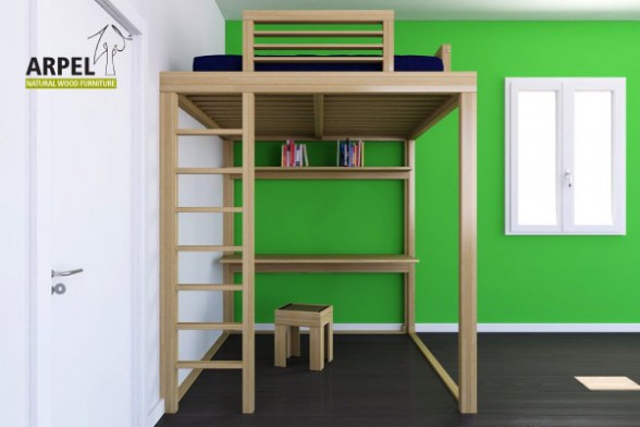 Ku Be Loft Bed With Ladder Arpel, Unfinished Bunk Bed Ladder