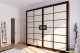 Schrank Shoji 200 cm mit Stoff bekleidete Schiebetüren
