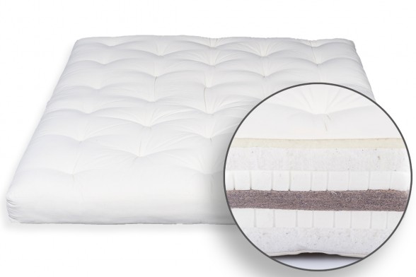 Futon Bio Baumwolle, Doppel Latex, Kokos & Wolle