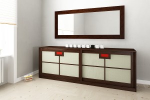 Mobiletto Shoji Grande con Tessuto