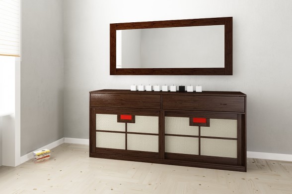 Sideboard Shoji 2 Schubladen - Stoffbespannung