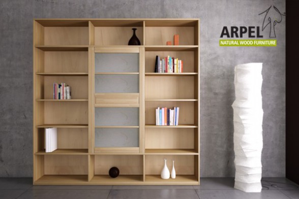 Variant Basic Bookshelf In Solid Beech, Solid Wood Bookcase Sliding Doors