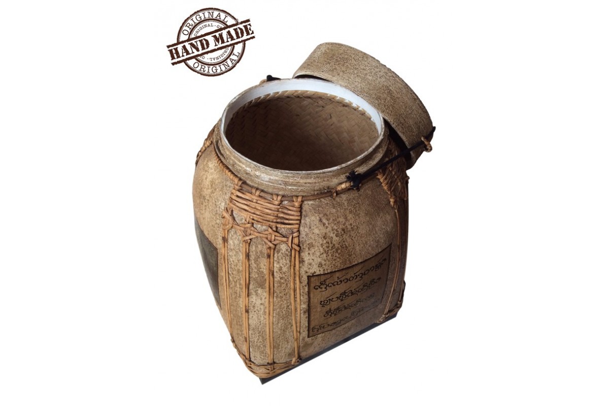 Thailändischer Bambus-Reiskorb aus Naturfaser