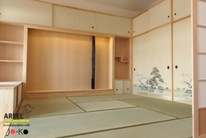 Réaménagement de deux pièces avec des tatamis et cloisons coulissantes Shoji