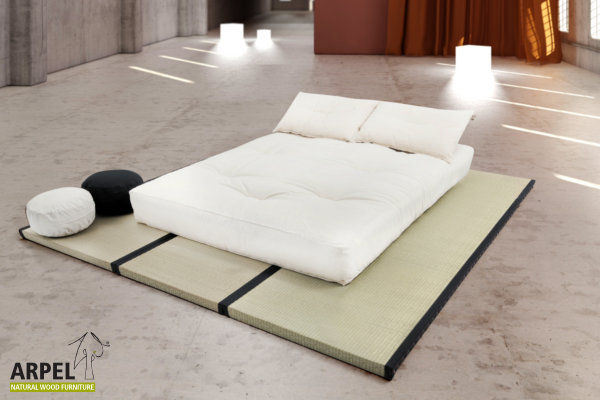 Futon mattress on a tatami