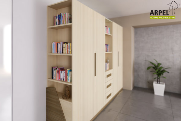 Bedroom in origami style, bookcase module