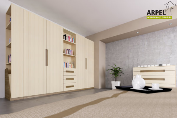 Bedroom in origami style, wardrobe