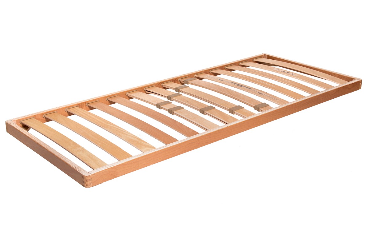 slatted bed base with sprung mattress