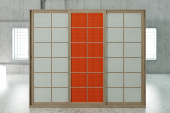 Shoji Wardrobe 9'10" with Fabric Sliding Doors