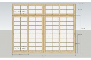 200 cm wide Shoji Wardrobe with Rice Paper Sliding Doors
